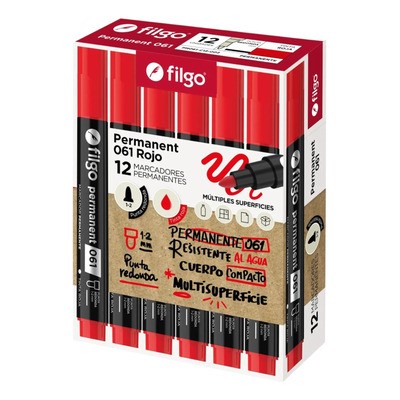 PACK MARCADOR PERMANENTE 061 FILGO P/REDONDA X12