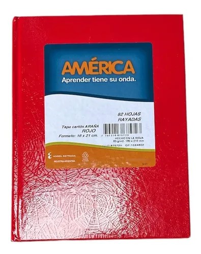 CUADERNO AMÉRICA N°1 (16X21) ARAÑA X84 HJS RAYADAS