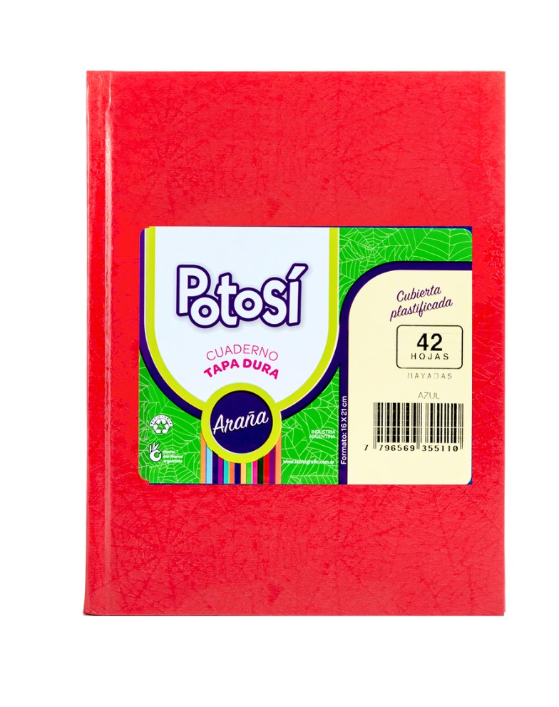 CUADERNO ARAÑA 16X21 (1) POTOSI X42 HJS RAY COLORES SURTIDOS XU