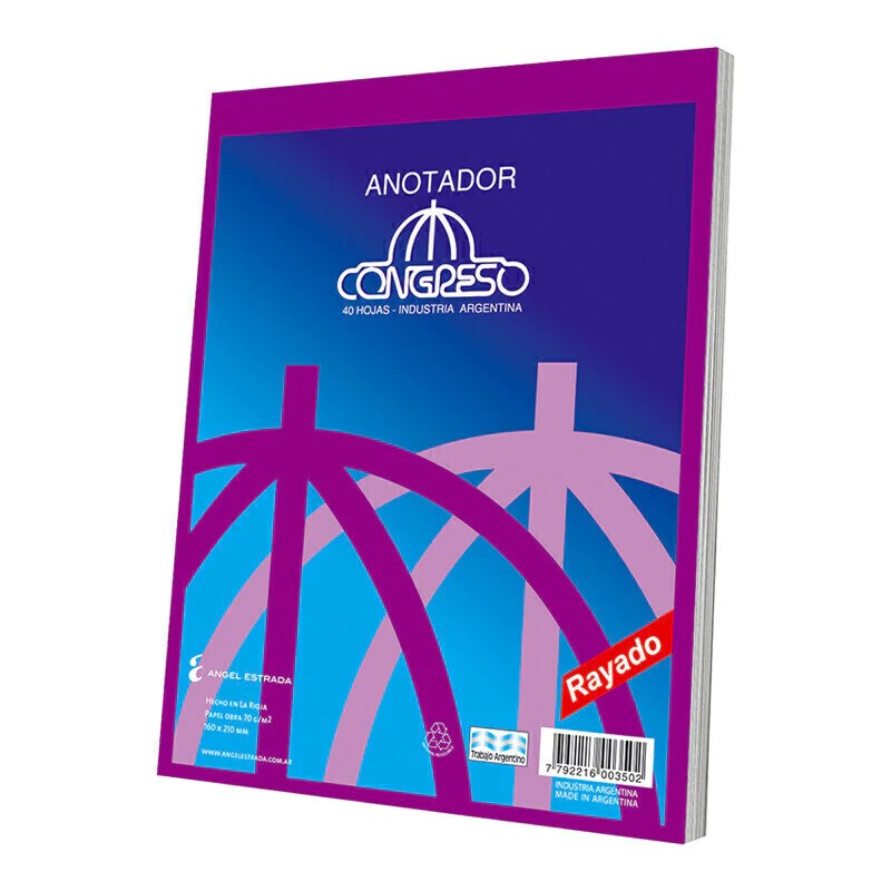 ANOTADOR CONGRESO X40 HJS RAYADO PACK X10
