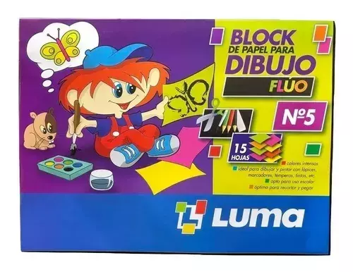 BLOCK DE DIBUJO LUMA N°5 X15 HJS FLUO