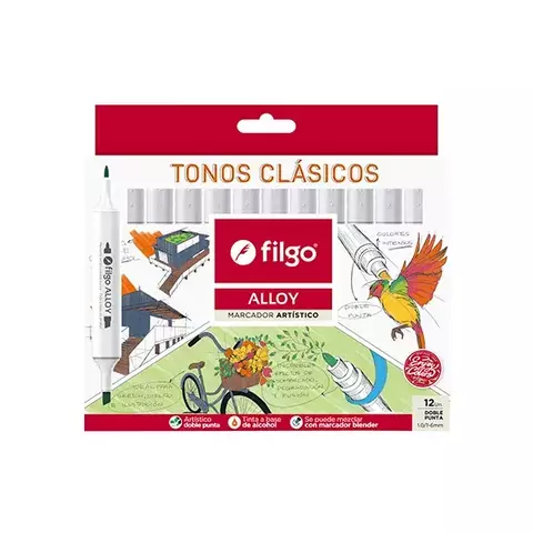 MARCADOR FILGO D/PUNTA ALLOY TONO CLASICO X12