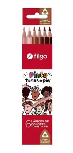 LAPIZ COLOR X6 LARGO FILGO PINTO TONOS PIEL