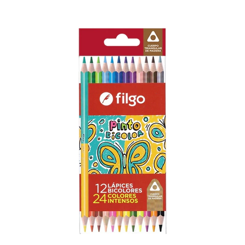 LAPIZ COLOR X12 LARGO FILGO PINTO BICOLOR
