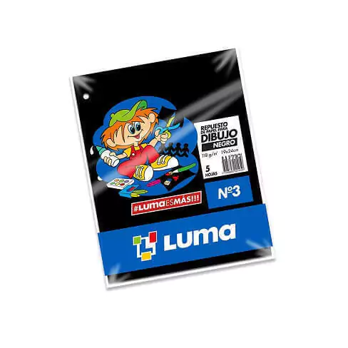 REPUESTO DE DIBUJO LUMA N°3 NEGRO X5HJS