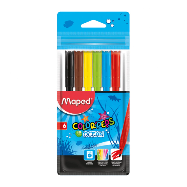 MARCADOR ESCOLAR X6 MAPED OCEAN