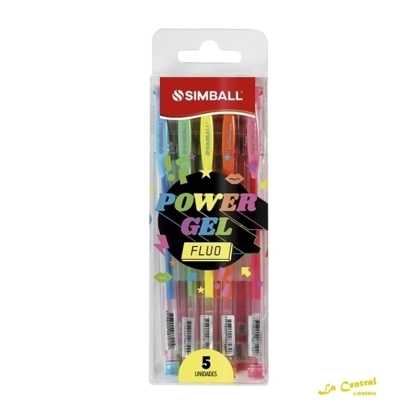 BOLIGRAFO POWER GEL SIMBALL FLUO X5