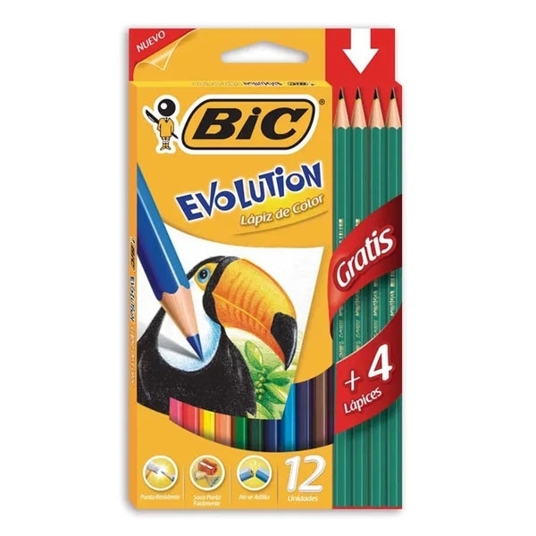 LAPIZ COLOR BIC X12 +4 GRAFITO