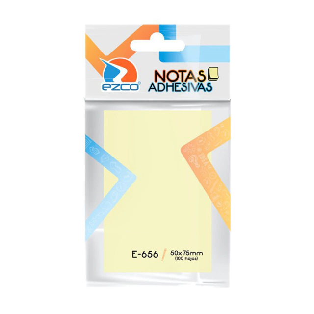NOTAS ADHESIVA EZCO E-656N 50X75MM X100 HJS AMARILLAS