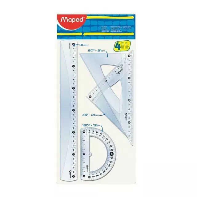 SET GEOMÉTRICO MAPED ACRILICO X4 PIEZAS 30CM