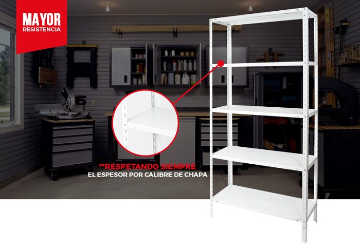 Estantería Metálica Blanca 90x30x200cm soporta 100kg por estante