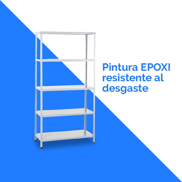 Estantería Metálica Blanca 90x42x200cm soporta 100kg por estante