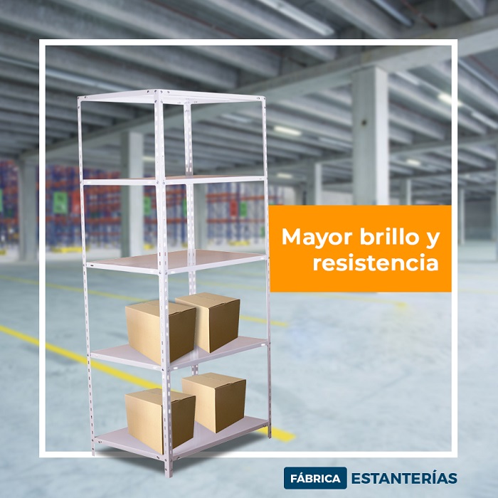 Estantería de 90x60x200cm soporta 100kg por estante - Epoxi Blanca - Horneada