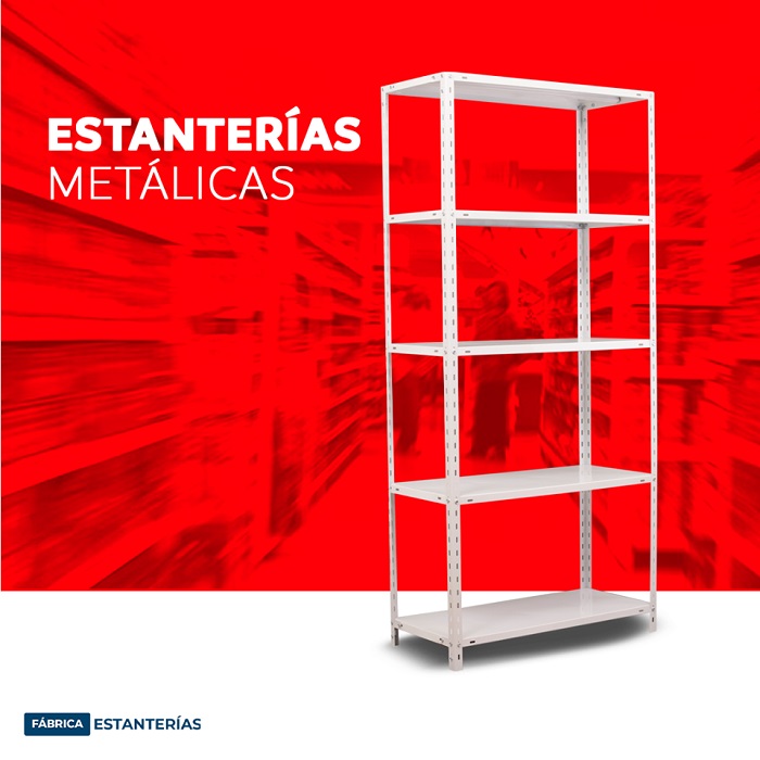 Estantería de 90x42x200cm soporta 50 kg por estante - Epoxi Blanca - Horneada