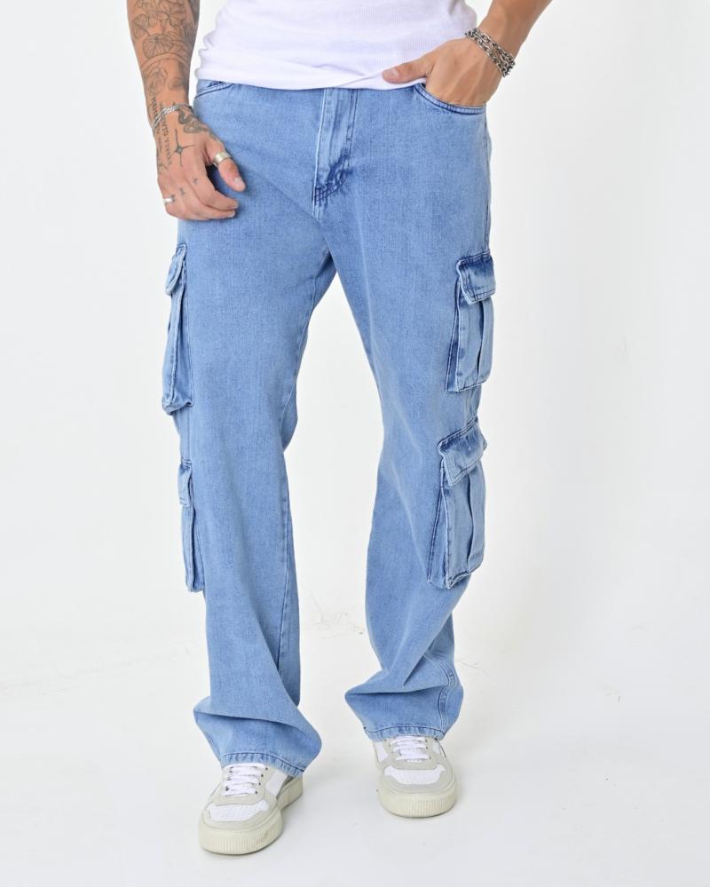LEW & YES JEANS CARGO DIEGO CELESTE V24