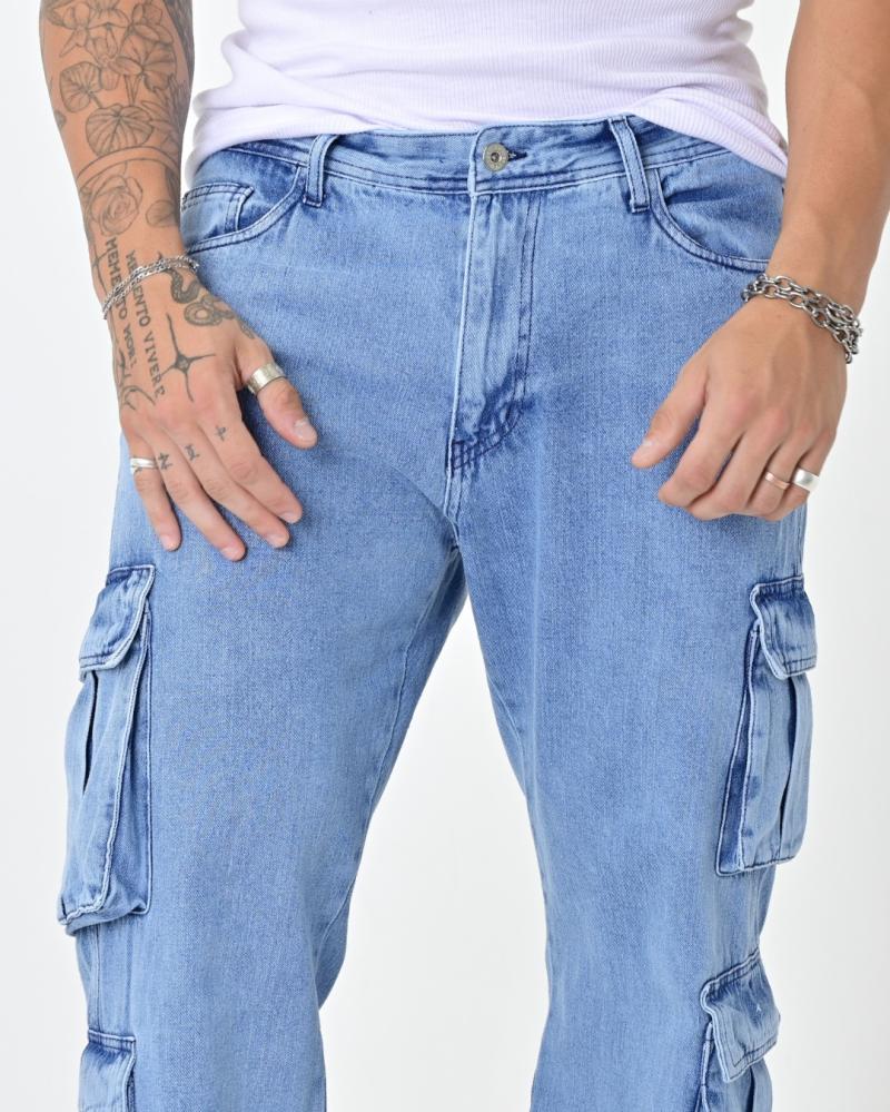 LEW & YES JEANS CARGO DIEGO CELESTE V24