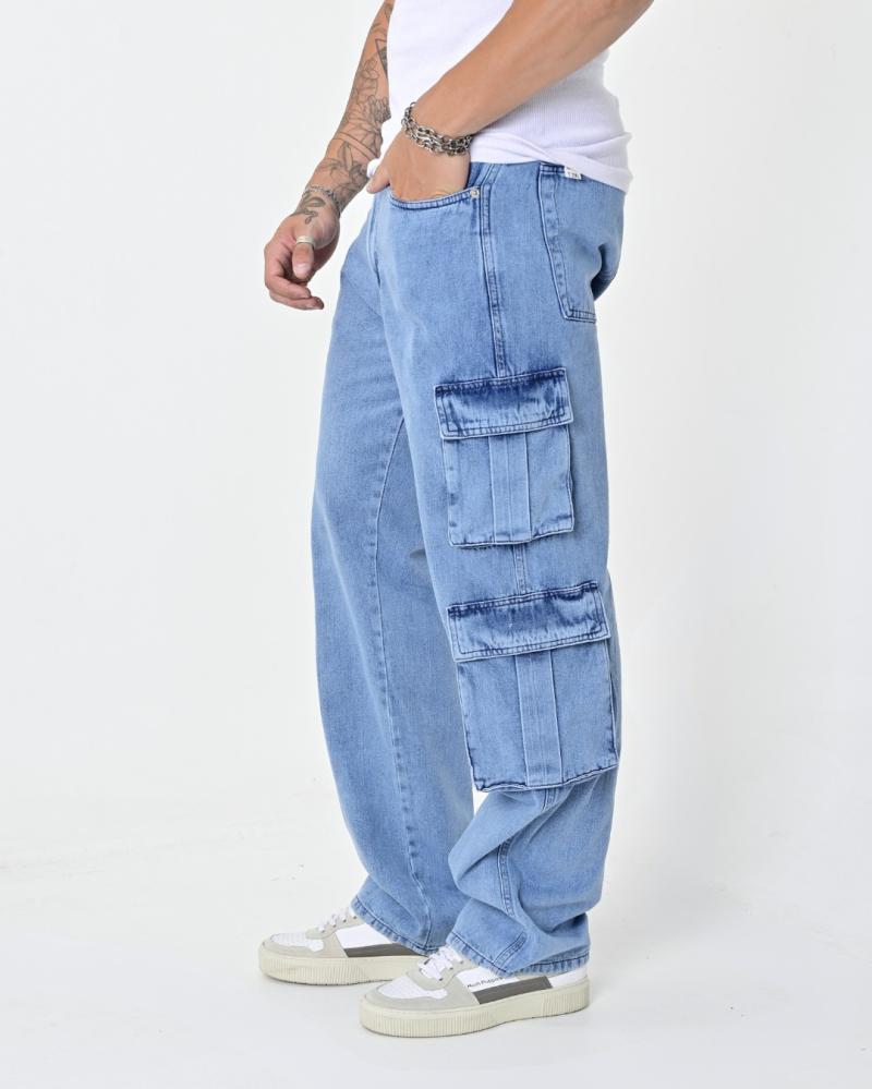 LEW & YES JEANS CARGO DIEGO CELESTE V24