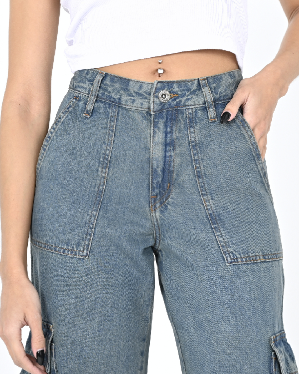 DIWAY JEANS WIDE LEG CARGO C/TIRAS JULIANA W24