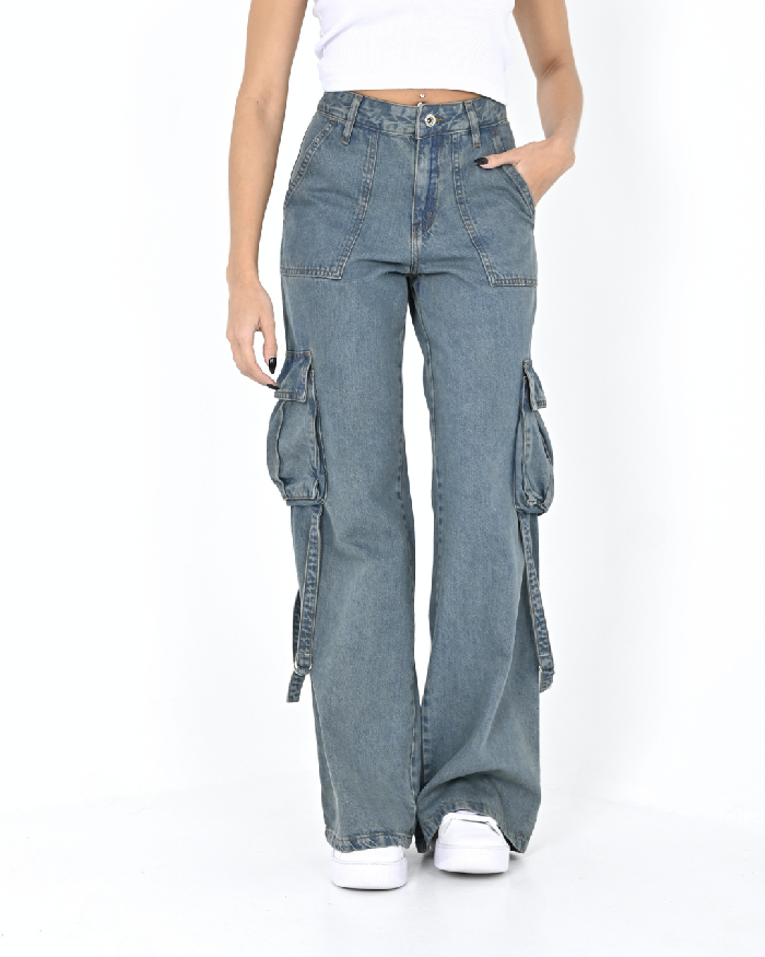 DIWAY JEANS WIDE LEG CARGO C/TIRAS JULIANA W24