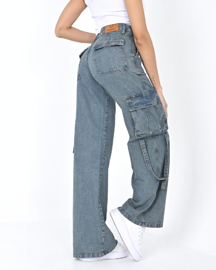 DIWAY JEANS WIDE LEG CARGO C/TIRAS JULIANA W24