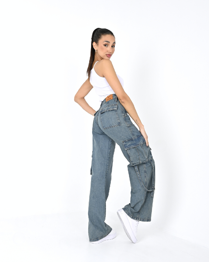 DIWAY JEANS WIDE LEG CARGO C/TIRAS JULIANA W24