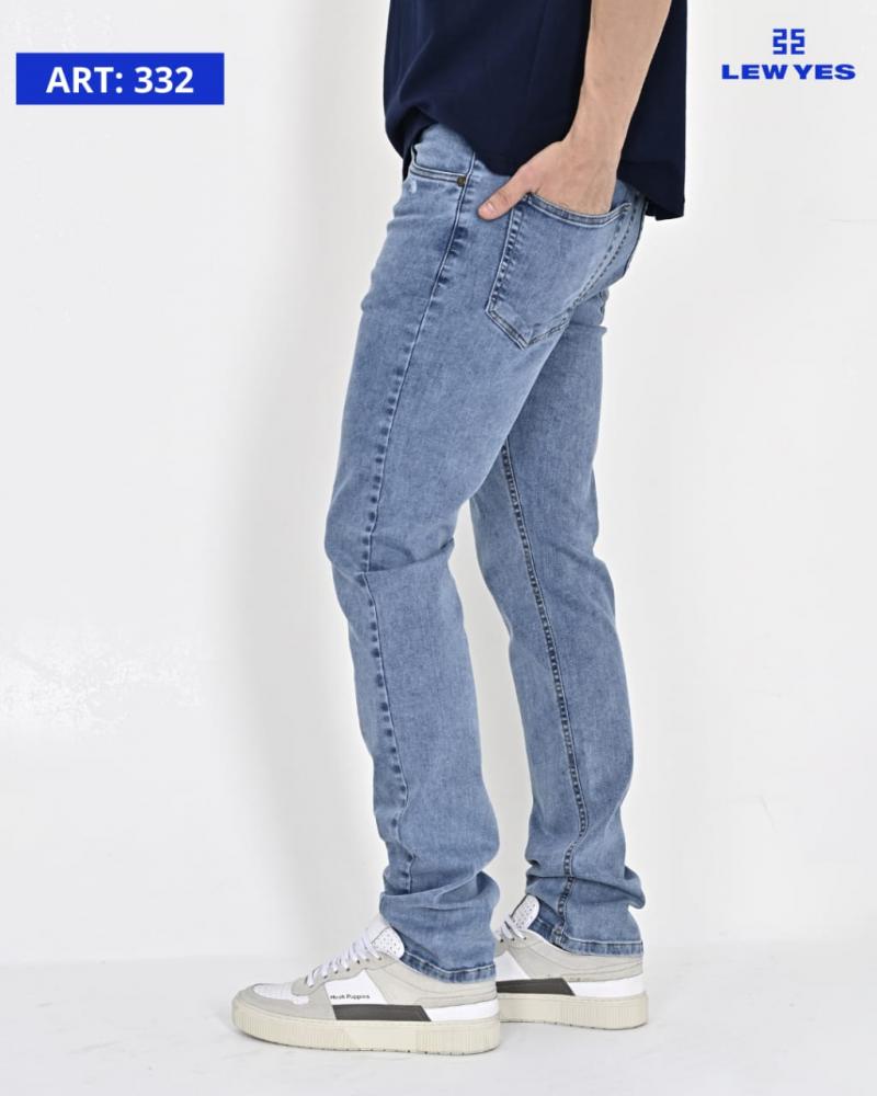 LEW & YES JEANS SEMI-CHUPIN ELASTIZADO CELESTE 3 RASGADURAS.
