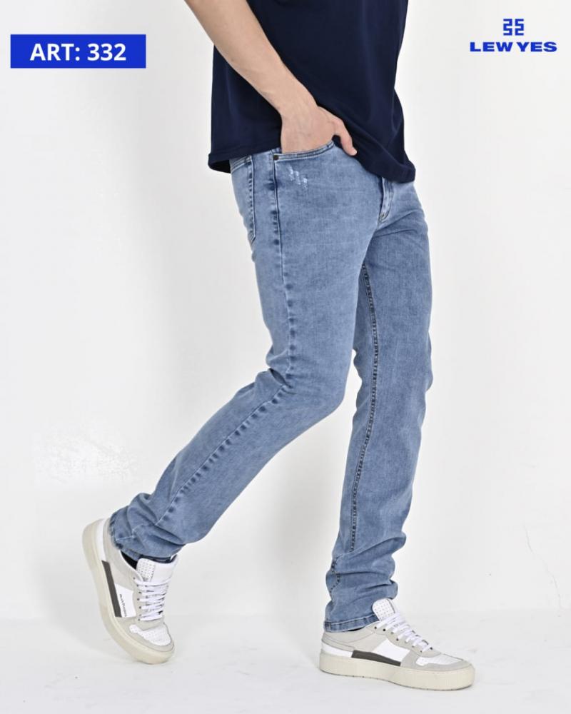 LEW & YES JEANS SEMI-CHUPIN ELASTIZADO CELESTE 3 RASGADURAS.