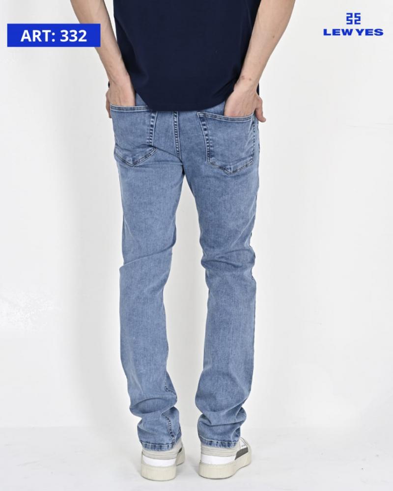 LEW & YES JEANS SEMI-CHUPIN ELASTIZADO CELESTE 3 RASGADURAS.