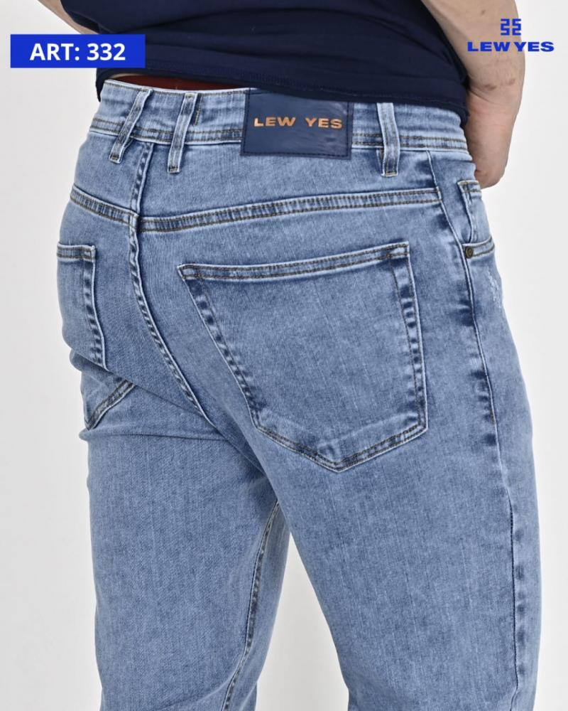 LEW & YES JEANS SEMI-CHUPIN ELASTIZADO CELESTE 3 RASGADURAS.