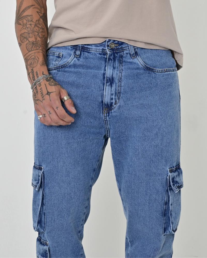 LEW & YES JEANS JOGGER CARGO SEBASTIAN AZUL V24