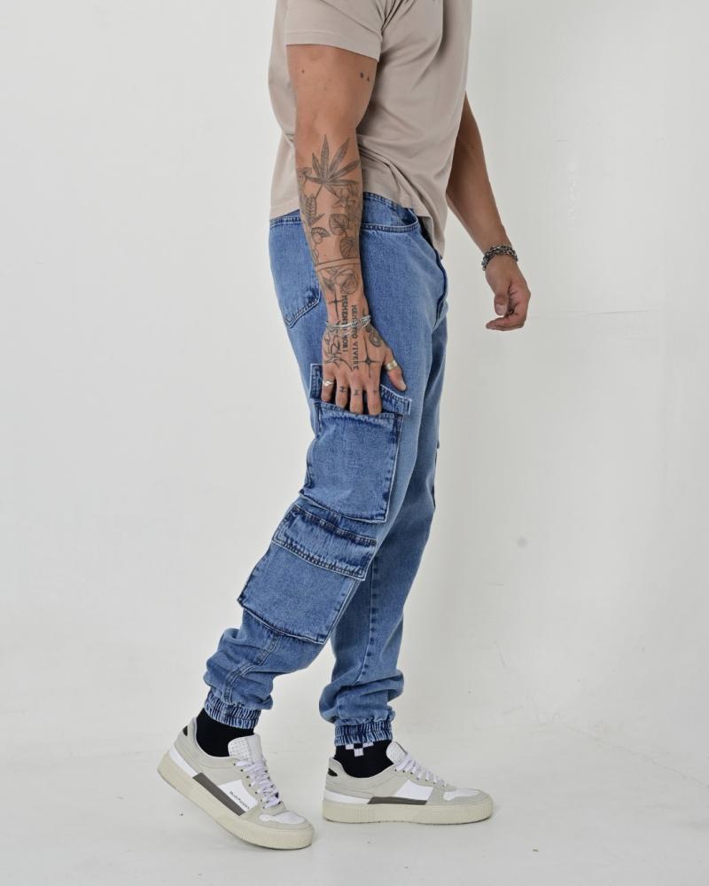 LEW & YES JEANS JOGGER CARGO SEBASTIAN AZUL V24