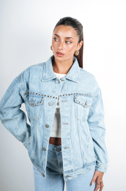 PINK ROCK JEANS JACKET OVER MOSS W26