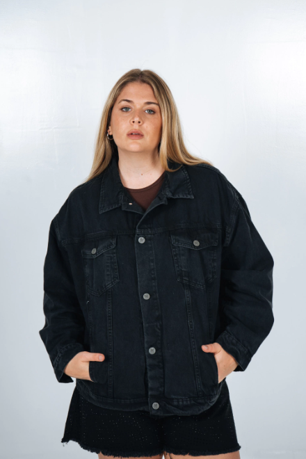 PINK ROCK JEANS JACKET OVER GINGER W25