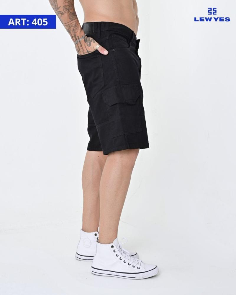 LEW & YES BERMUDA JEANS BLACK CARGO  V24