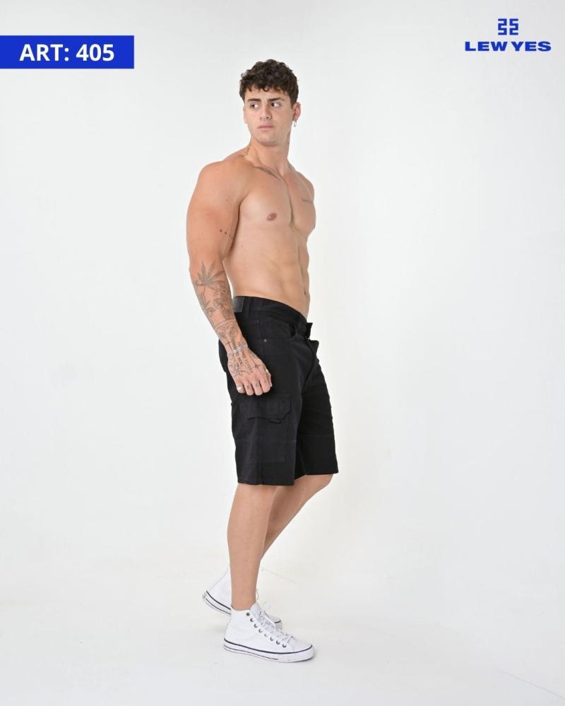 LEW & YES BERMUDA JEANS BLACK CARGO  V24