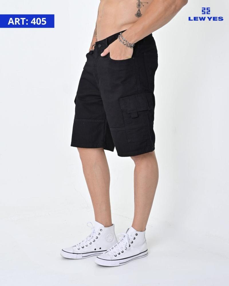 LEW & YES BERMUDA JEANS BLACK CARGO  V24