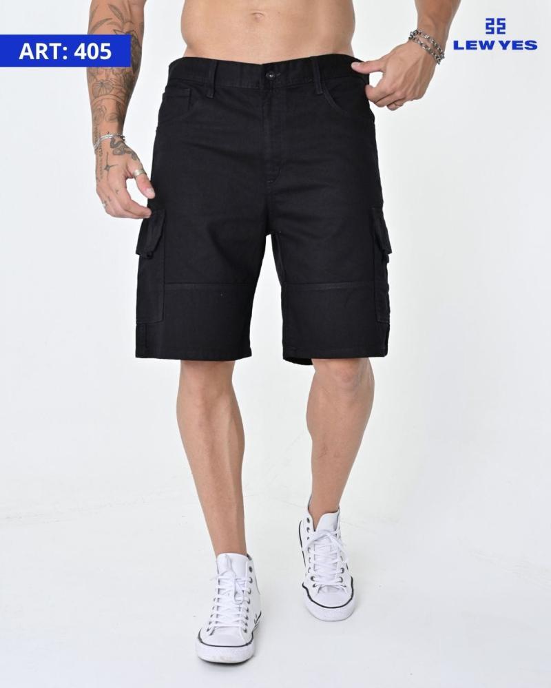 LEW & YES BERMUDA JEANS BLACK CARGO  V24