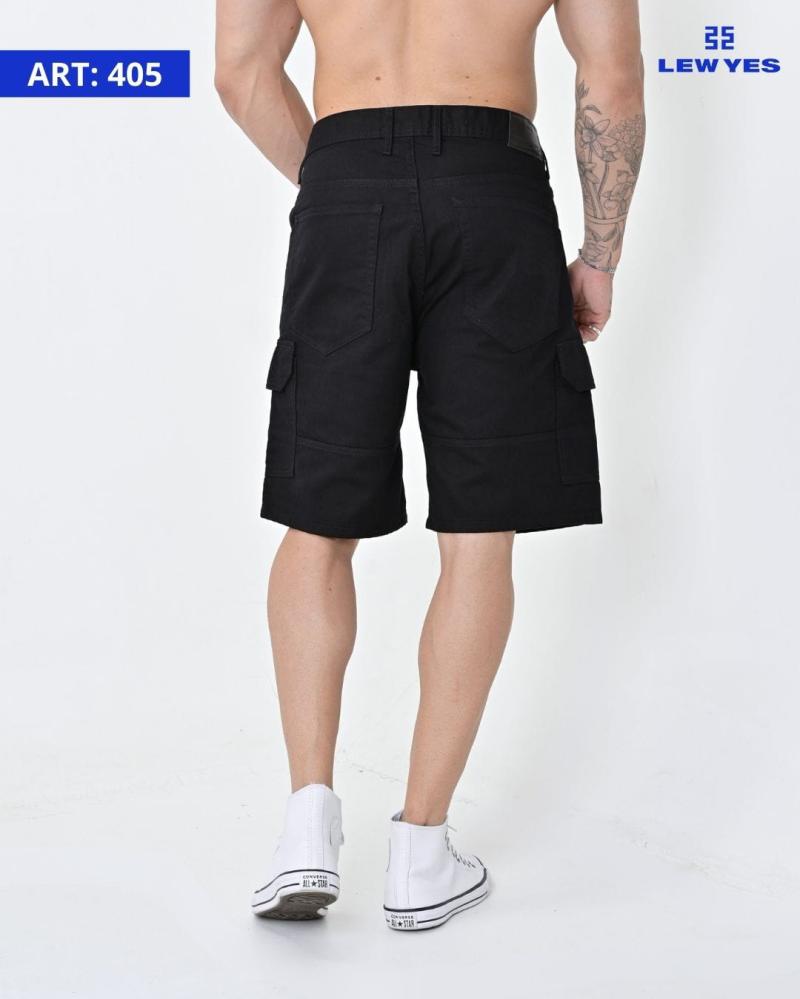 LEW & YES BERMUDA JEANS BLACK CARGO  V24