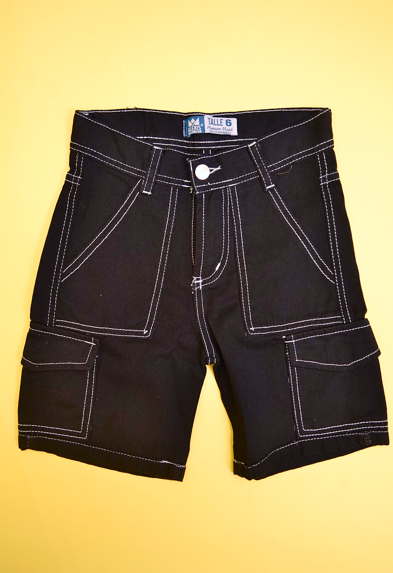 ALEXIS BERMUDA JEANS CARGO BLACK C/COST. BLANCA V25