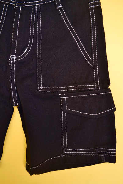 ALEXIS BERMUDA JEANS CARGO BLACK C/COST. BLANCA V25