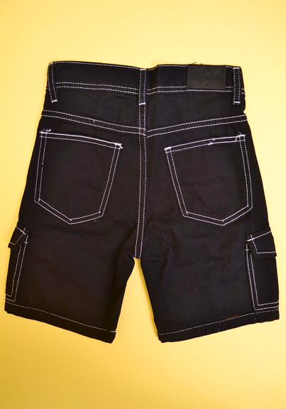 ALEXIS BERMUDA JEANS CARGO BLACK C/COST. BLANCA V25
