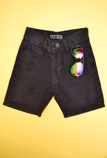 ALEXIS JEANS KIDS BERMUDA RELAX BLACK C/ ROT. V25