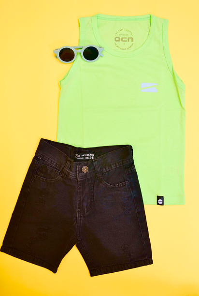 ALEXIS JEANS KIDS BERMUDA RELAX BLACK C/ ROT. V25
