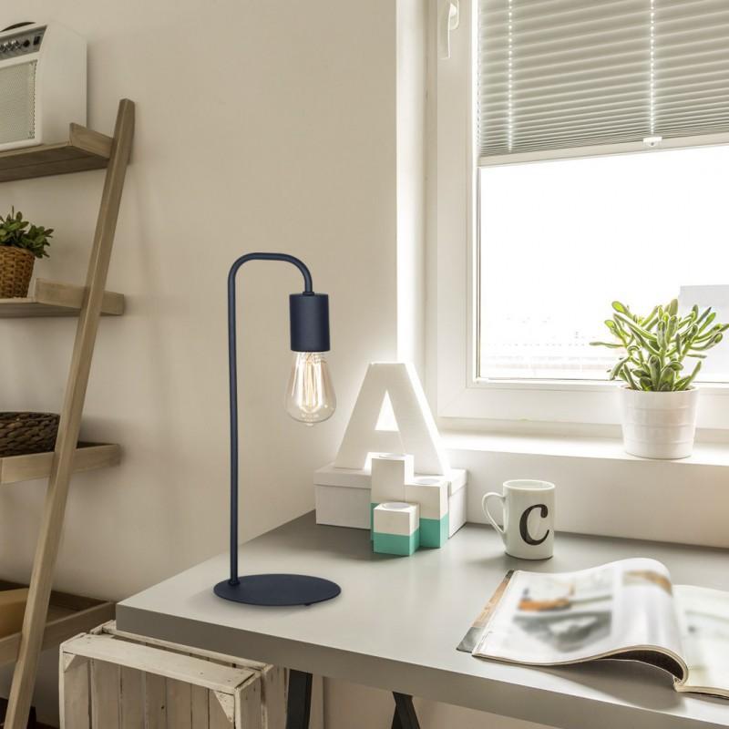 Lampara Velador Escritorio Blanco Negro Imola