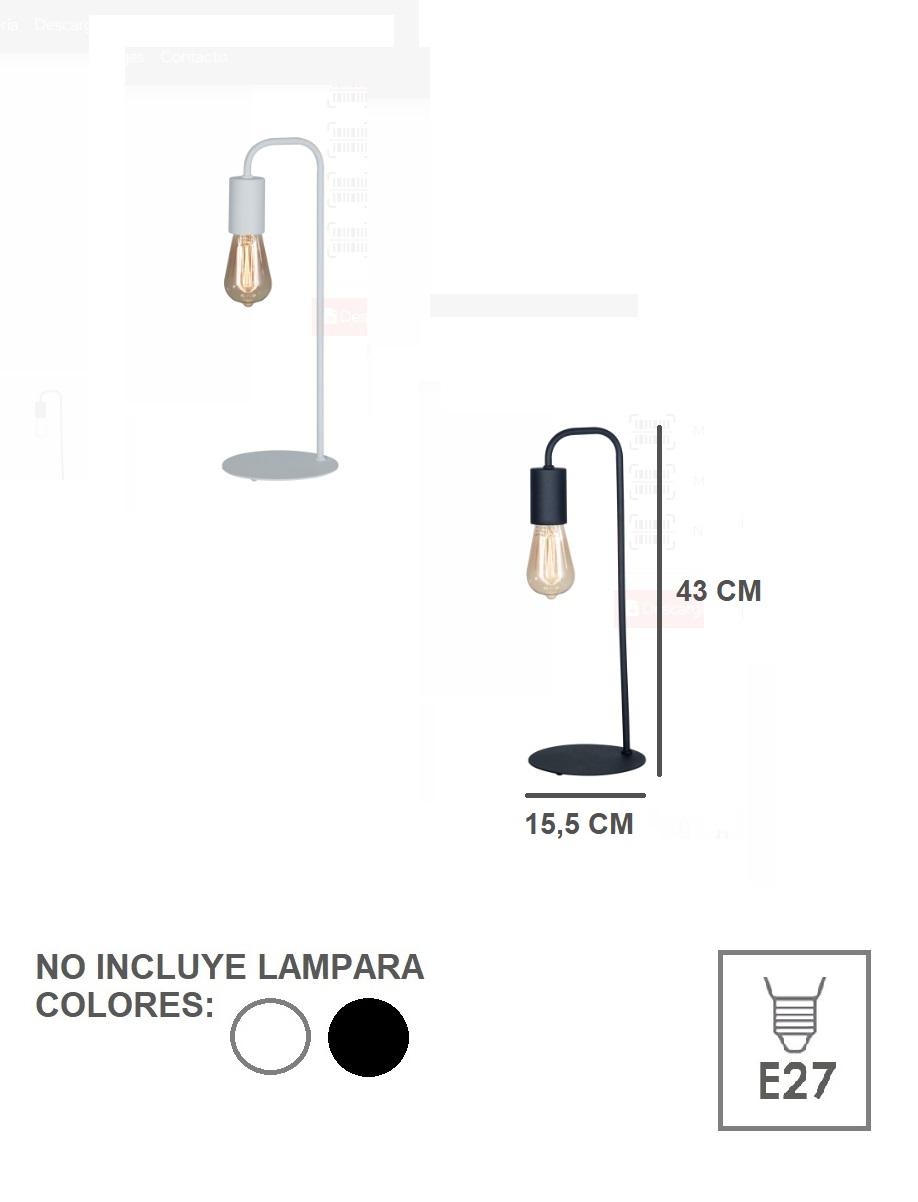 Lampara Velador Escritorio Blanco Negro Imola