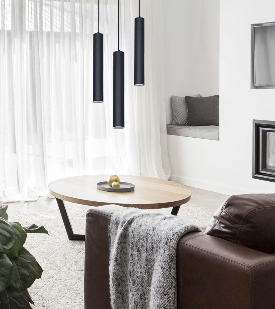 Colgante Tubo Blanco Negro 35 Cm Para Dicroica LED