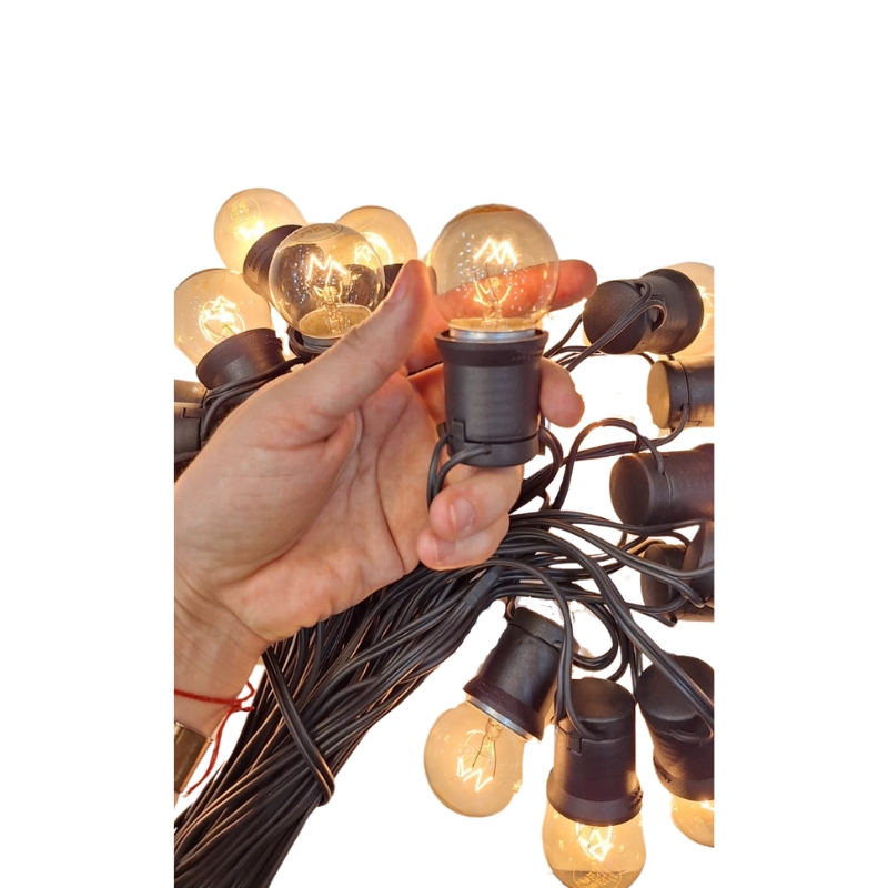 Guirnalda Exterior 20 Mts Con 20 Lamparas Vintage 15w