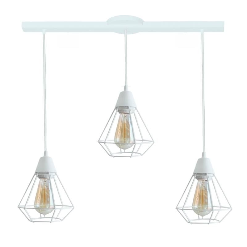 Base con 3 Colgante "Jaula" Blanco o Negro Ideal Vintage LED