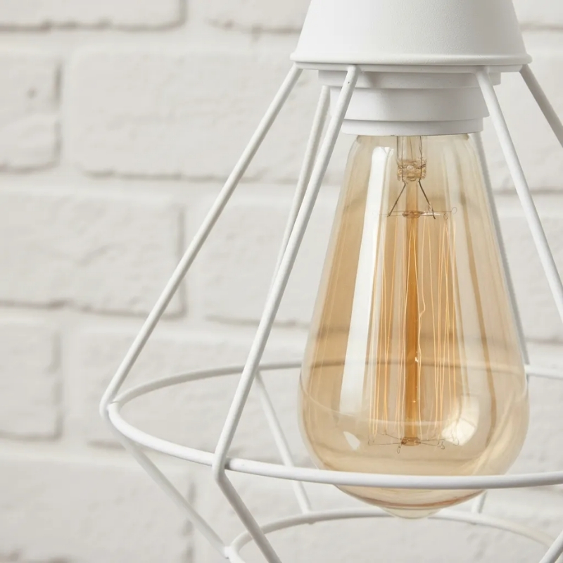 Lampara Colgante Jaula Blanca o Negra Apta Vintage LED