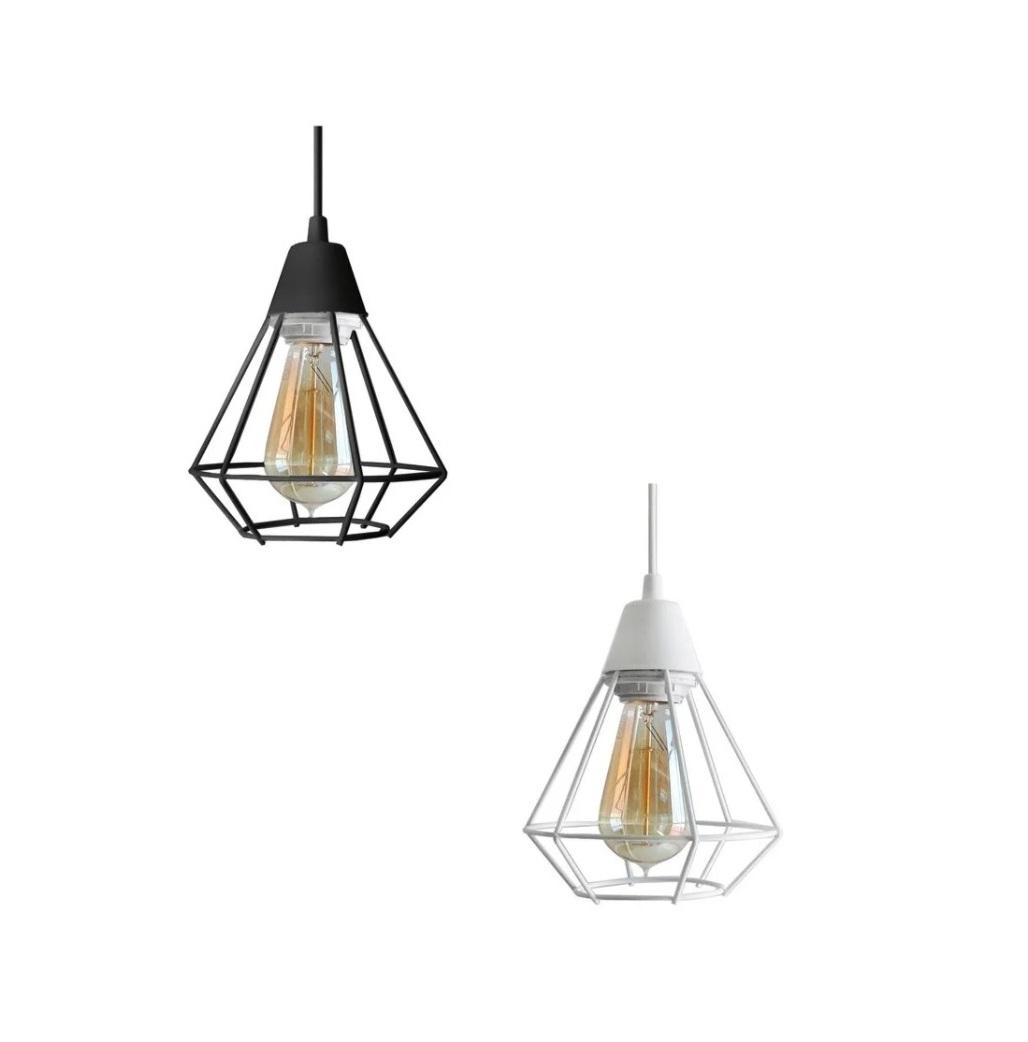 Lampara Colgante Jaula Blanca o Negra Apta Vintage LED